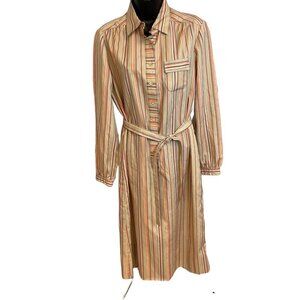 Schrader Sport Vintage Collared Button Up Striped Blouse Dress Sz 14